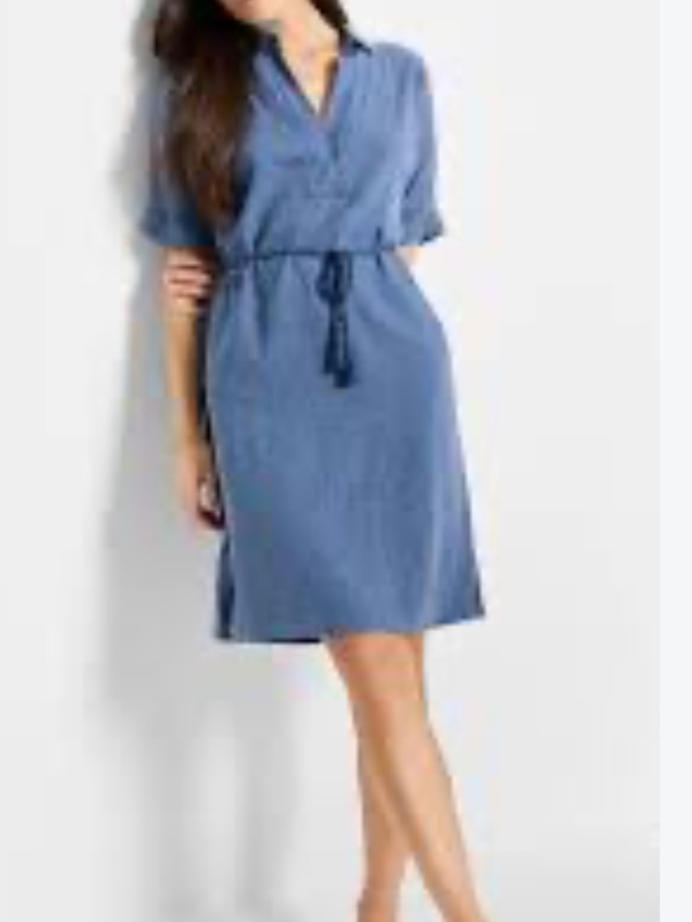 Nic+Zoen Rumba Linen Blend  Belted Devon Dress in Blue | S